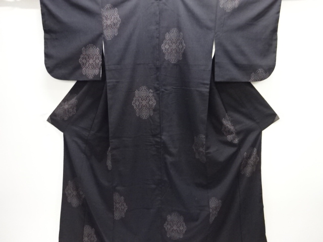 JAPANESE KIMONO / ANTIQUE KIMONO / SILK / SHIOZAWA / WOVEN GEOMETRIC PATTERN